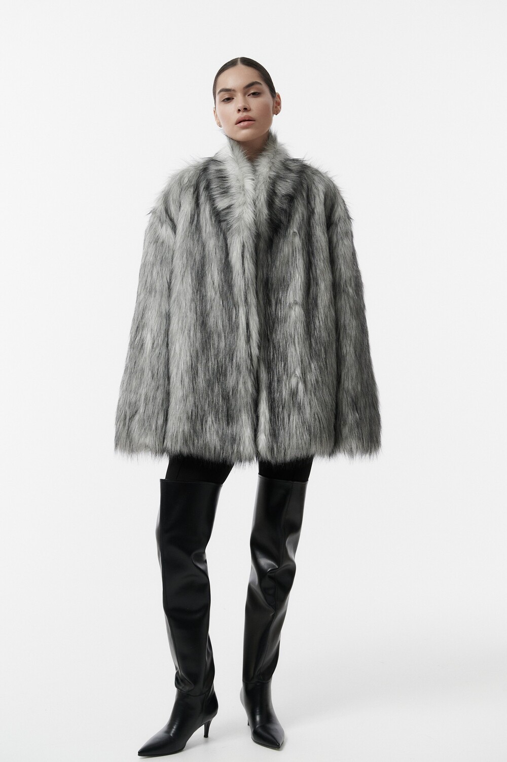 Fur coat Monica in gray